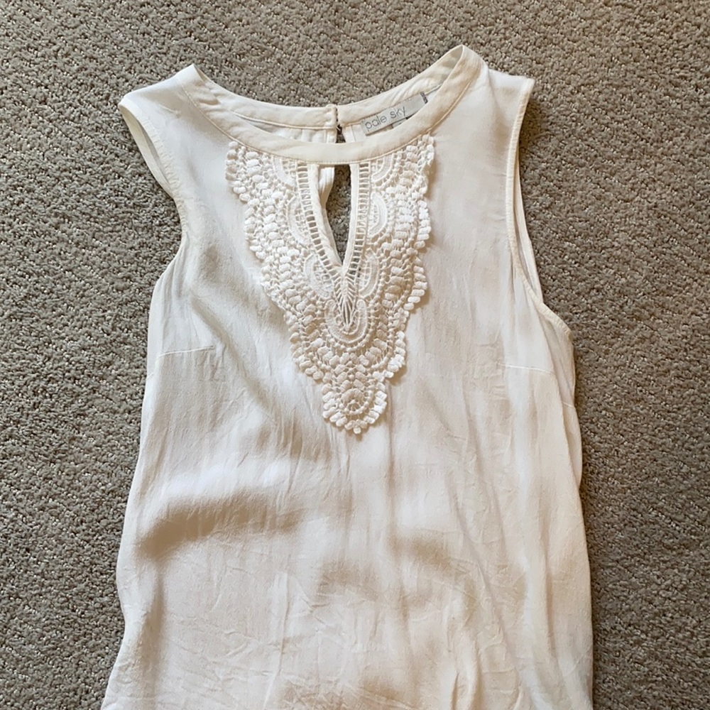 Pale Sky tank with lace detail